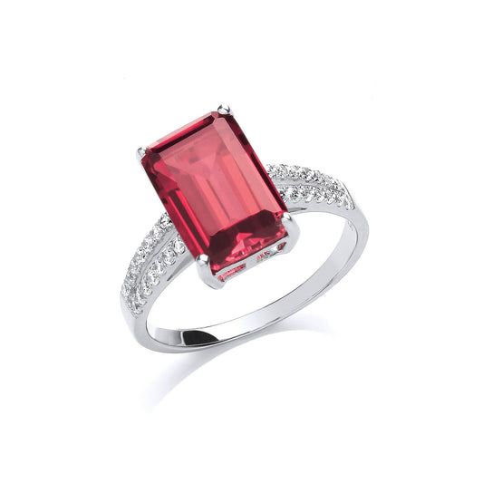 Ruby Solitaire Ring Solid Sterling Silver 925 Hallmark Platinum Finish