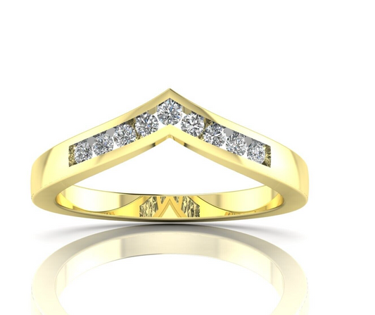 9ct Yellow Gold Zircon Wishbone Ring Eternity Band Hallmarked Sizes L - R
