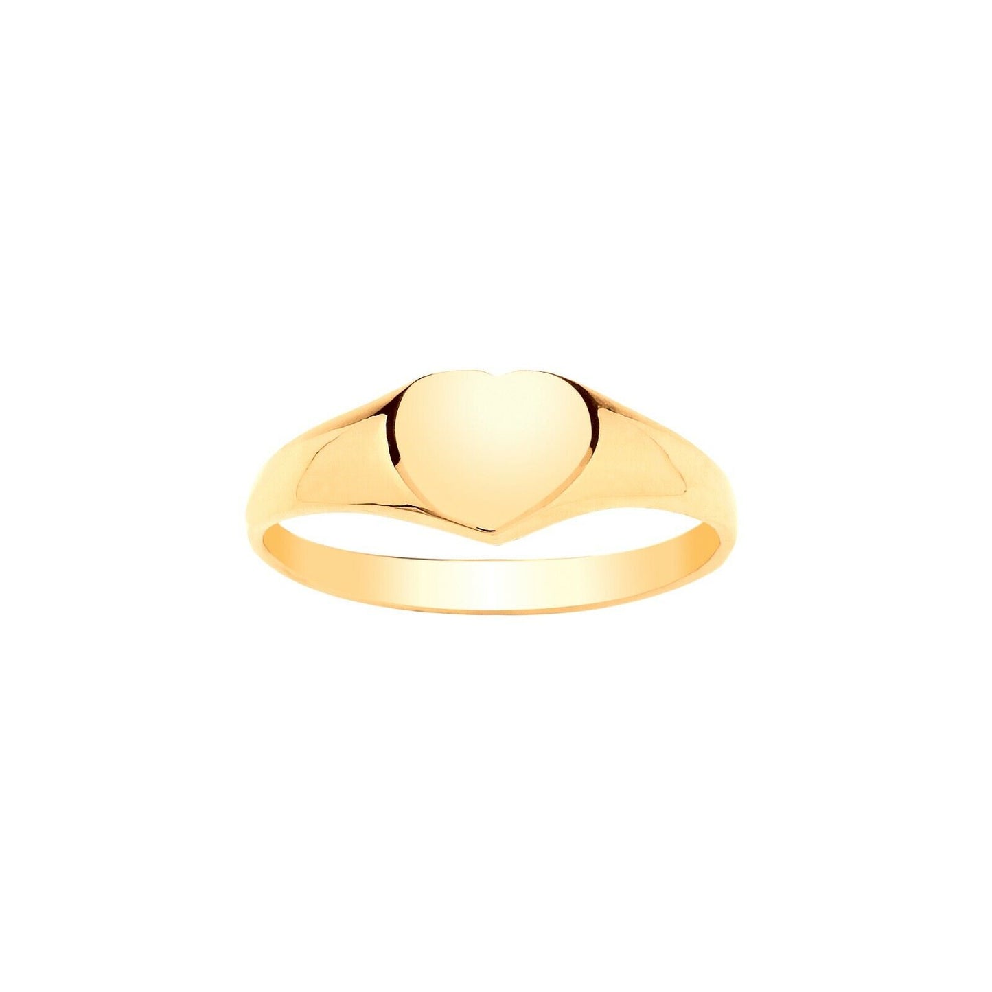 Childs Gold Heart Signet Ring Baby Yellow Gold Hallmarked British Made size A-H