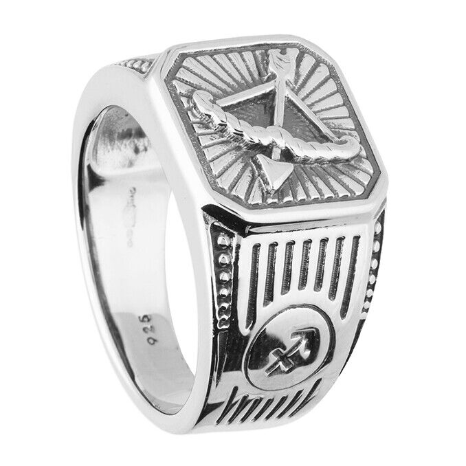 Sagitarius Zodiac Ring Men's Solid Sterling Silver Ring British Made