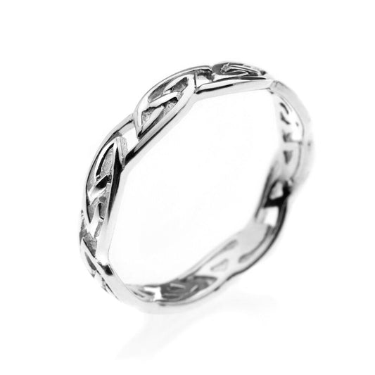 Slim Celtic Band Ring Sterling Silver 925 Hallmark Size J - Q Brand New Gift