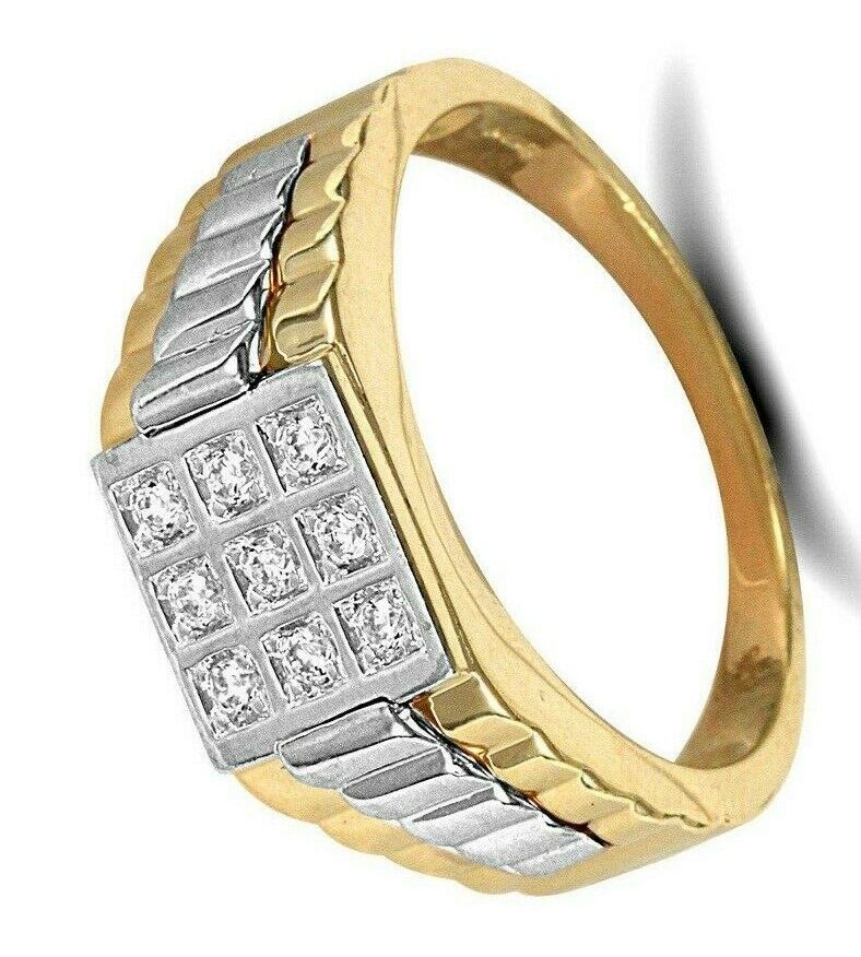 9ct Multi Tone Gold Square Top Gents RingSignet Fully Hallmarked