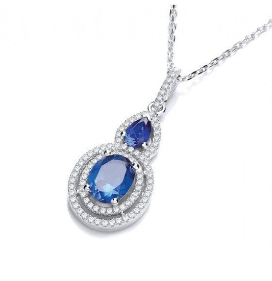 Sapphire Micro Pave Pendant Solid Sterling Silver 16-18" Chain Luxury Packaging