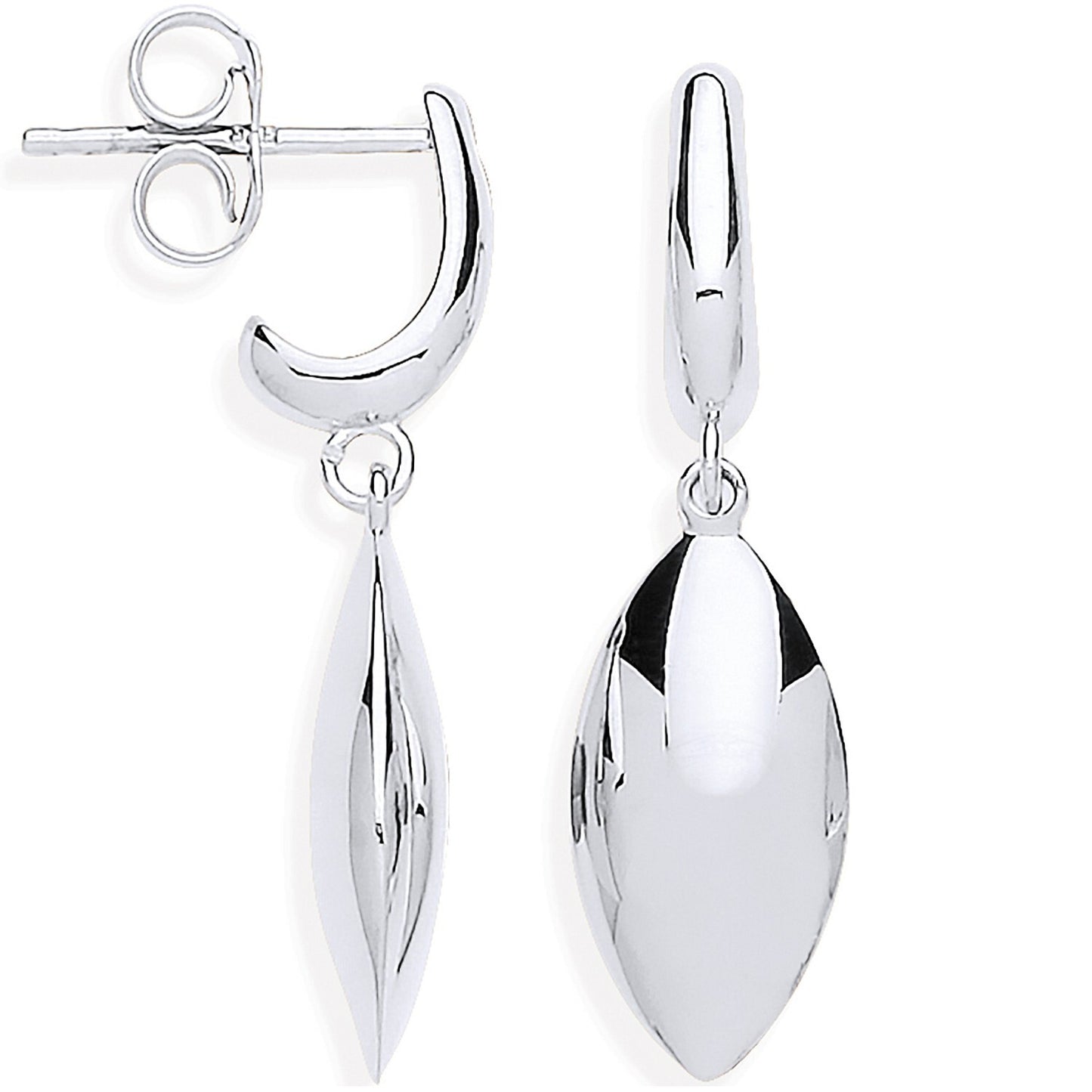 White Gold Marquise Drop Earrings 9ct Hallmarked 28 x 7.7mm