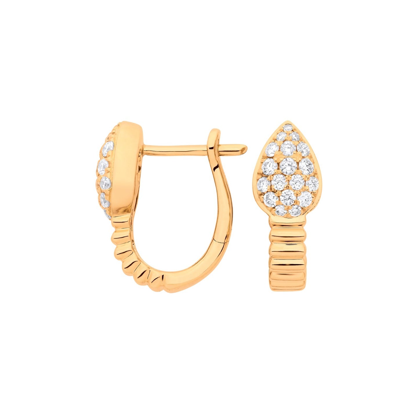 9ct Yellow Gold Diamond Serpent Snake Hoop Earrings 0.50ctw