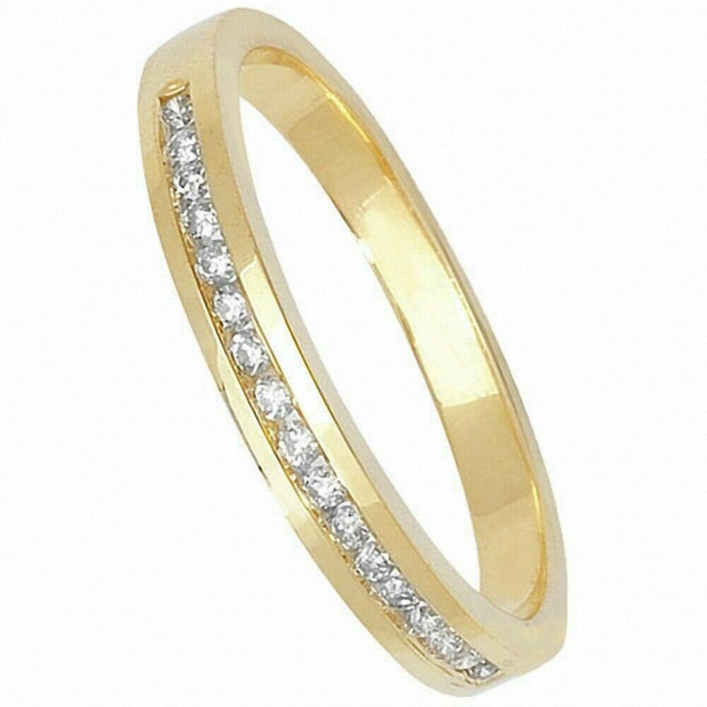 9ct Yellow Gold Real Diamond Eternity Ring 0.15ctw Anniversary Band Channel Set