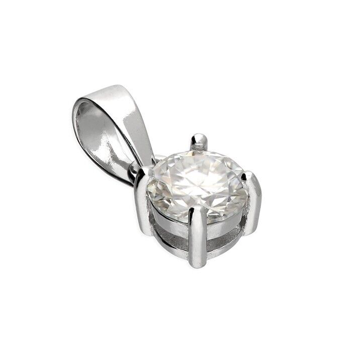 Solitaire Pendant 0.5ct Moissanite Necklace 925 Sterling Silver Hallmark
