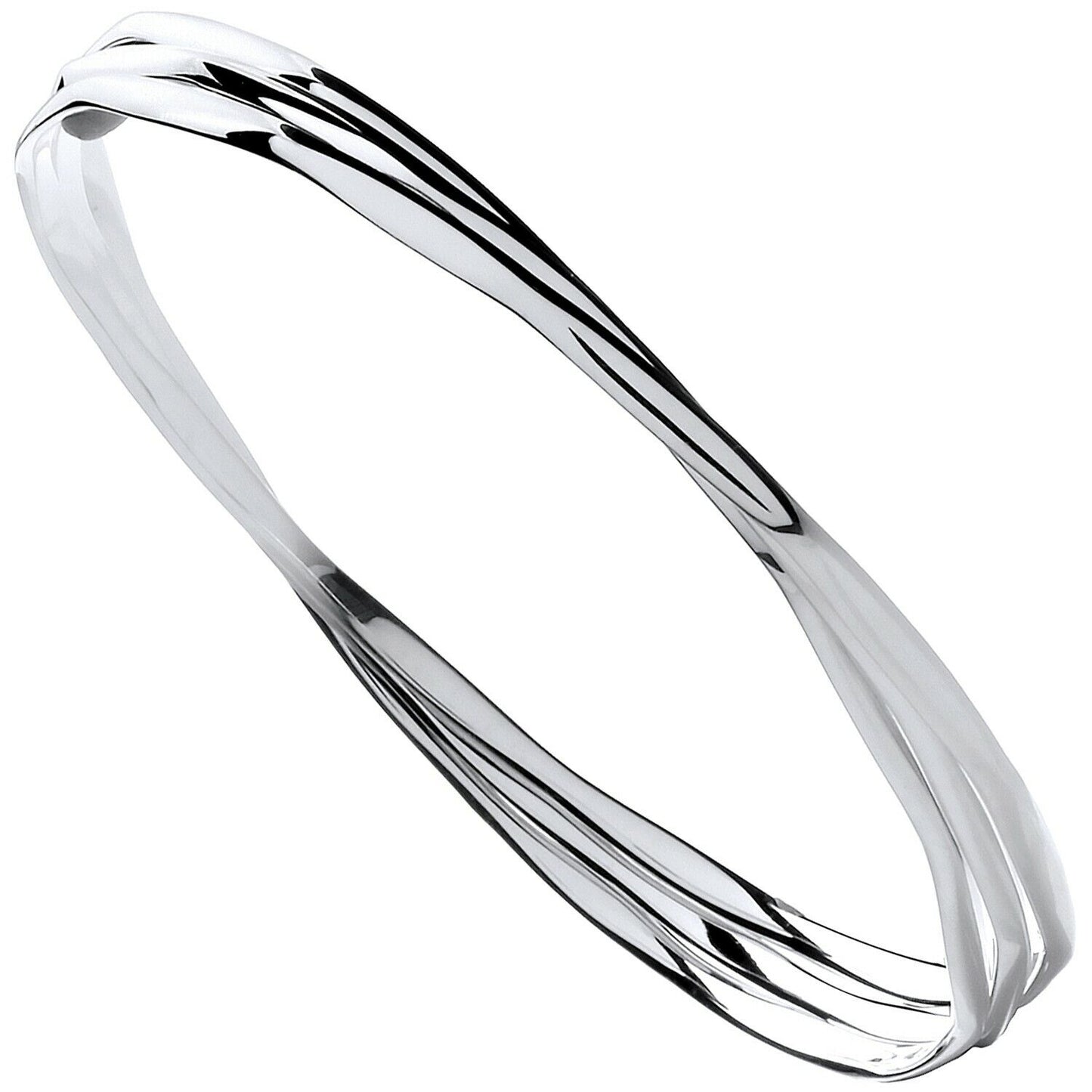 Silver Russian Wedding Bangle Faceted Design British Made Full Hallmark Boxed