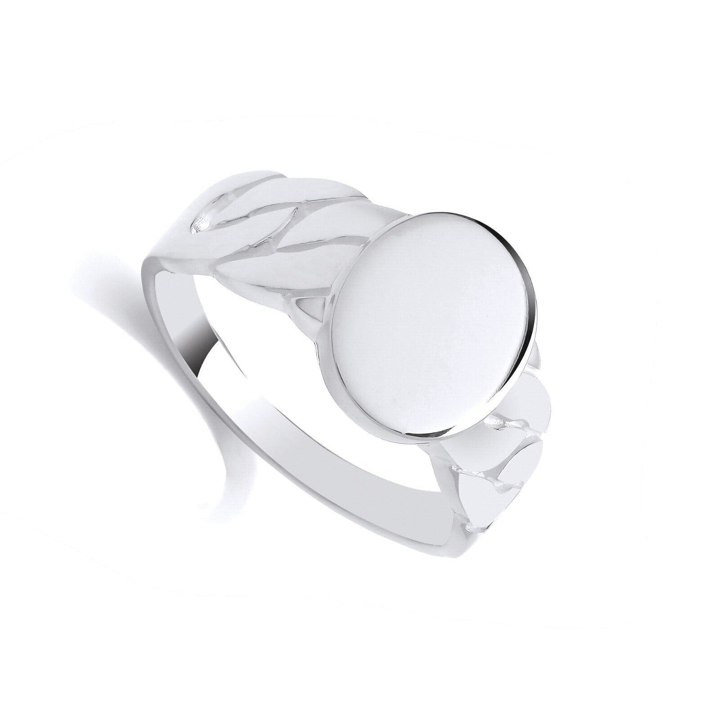 Sterling Silver Gents Signet Ring With Plaited Shoulders 925 Hallmark