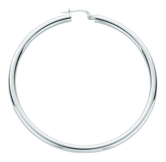 Silver Hoop Tube Earrings Creole Hoops 55mm Diameter 925 hallmark