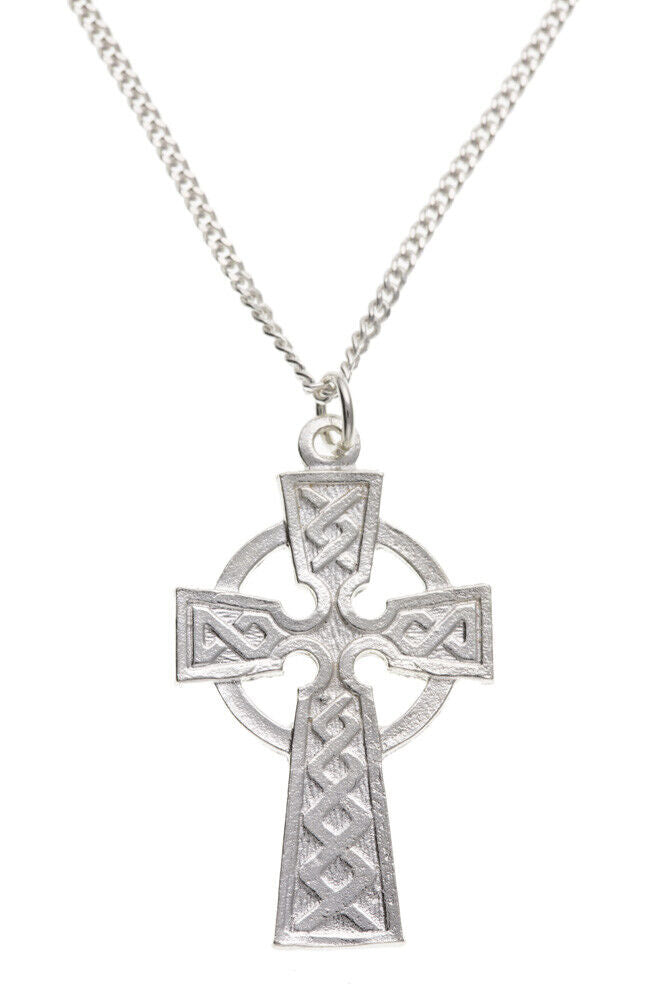 Sterling Silver Celtic Cross Pendant and 18" Chain 925 Hallmark