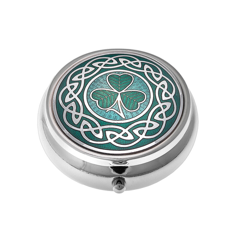 Luxury Celtic Pillbox Green Silver Plated Brand New and Boxed