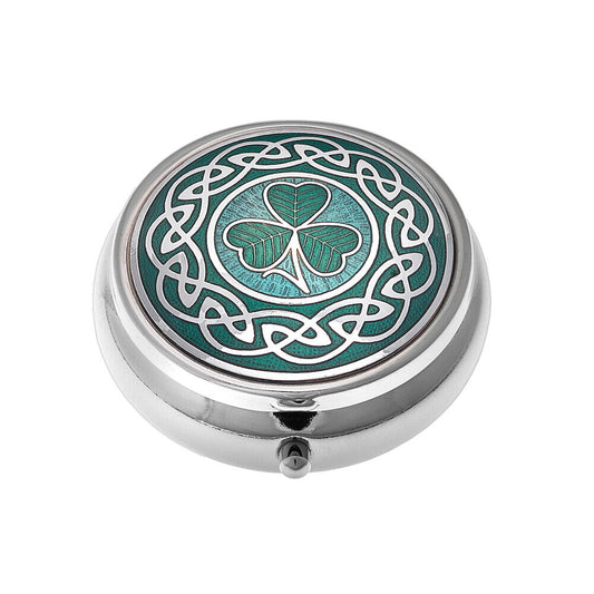 Luxury Celtic Pillbox Green Silver Plated  Brand New and Boxed