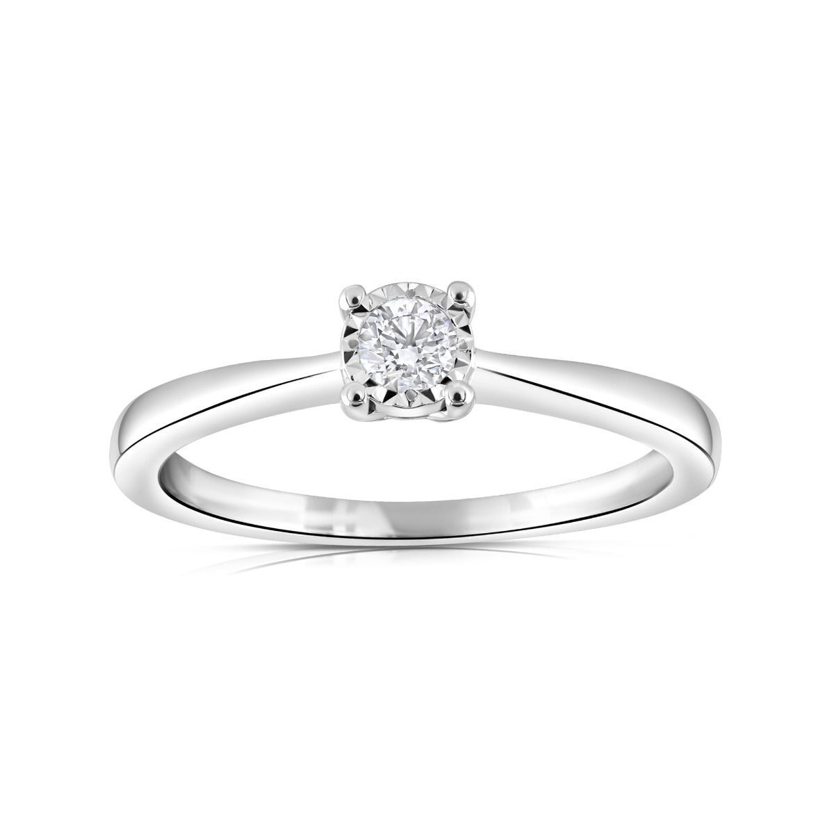 9ct White Gold 0.10ct Real Diamond Solitaire Ring