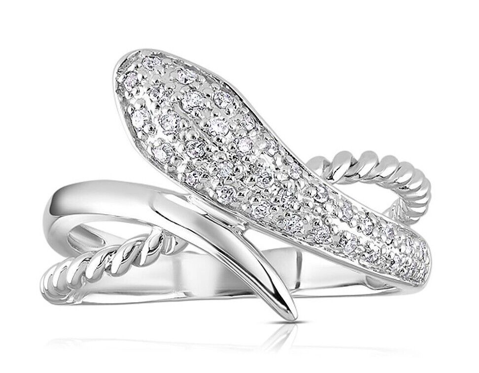 Real Diamond Snake Ring Solid White Gold