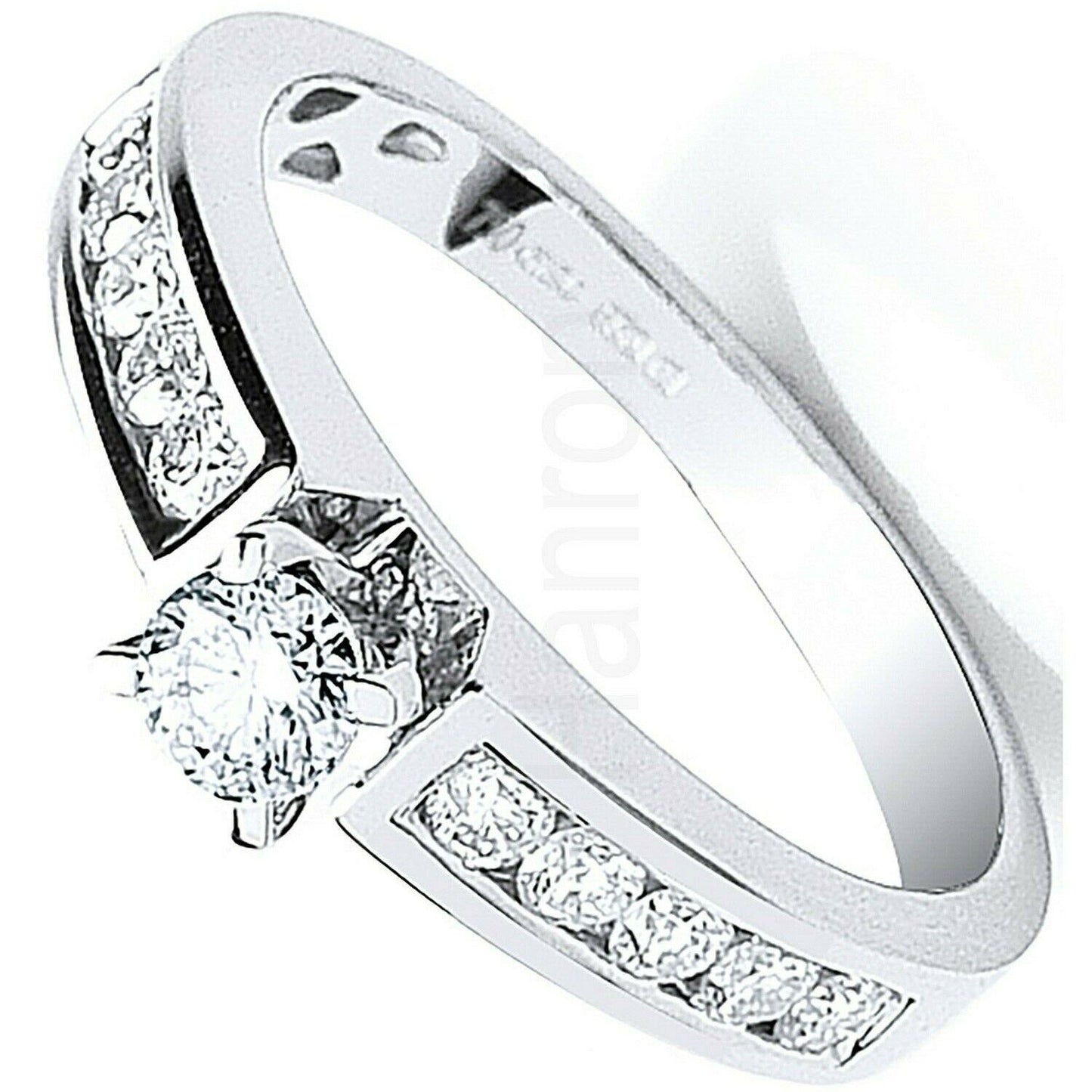 Real Diamond Solitaire Ring 18ct White Gold 0.50 Carat Weight