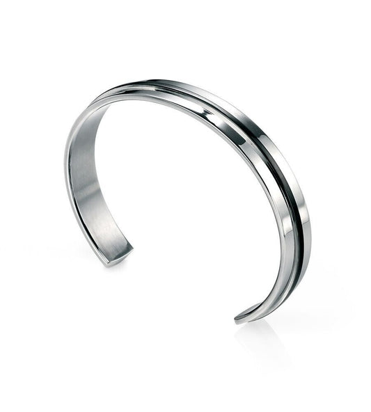 Fred Bennett Black IP Detailed Cuff Bangle B3393