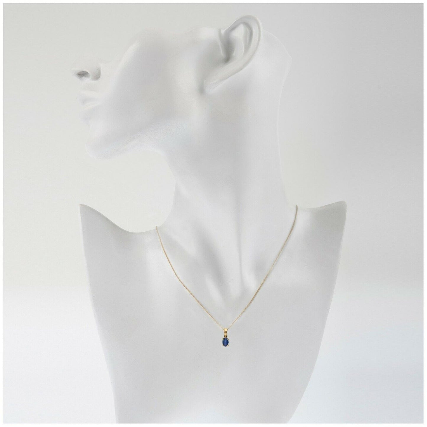 Sapphire Oval Solitaire Pendant Yellow Gold Hallmarked 18" Chain British Made