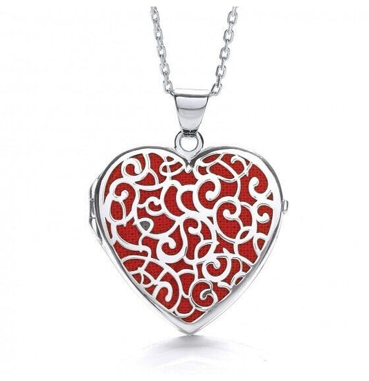 Sterling Silver Red Heart Locket 16-18" Chain Luxurious Packaging 925 Hallmark