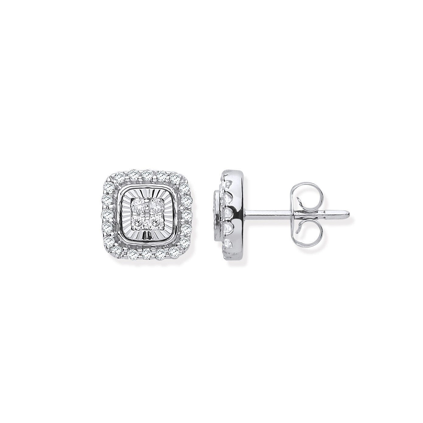 9ct Diamond Milled Bezel 0.33ctw Diamond Earrings Hallmarked - 8.4mm