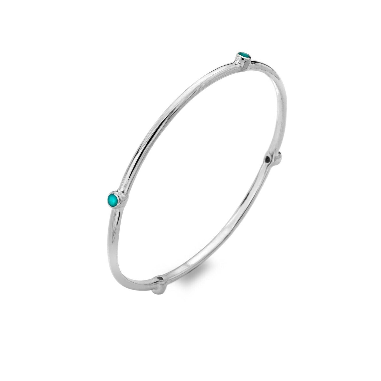 Sold Silver Turquoise Bangle Real Stone Organic Design Hallmarked Luxury Box