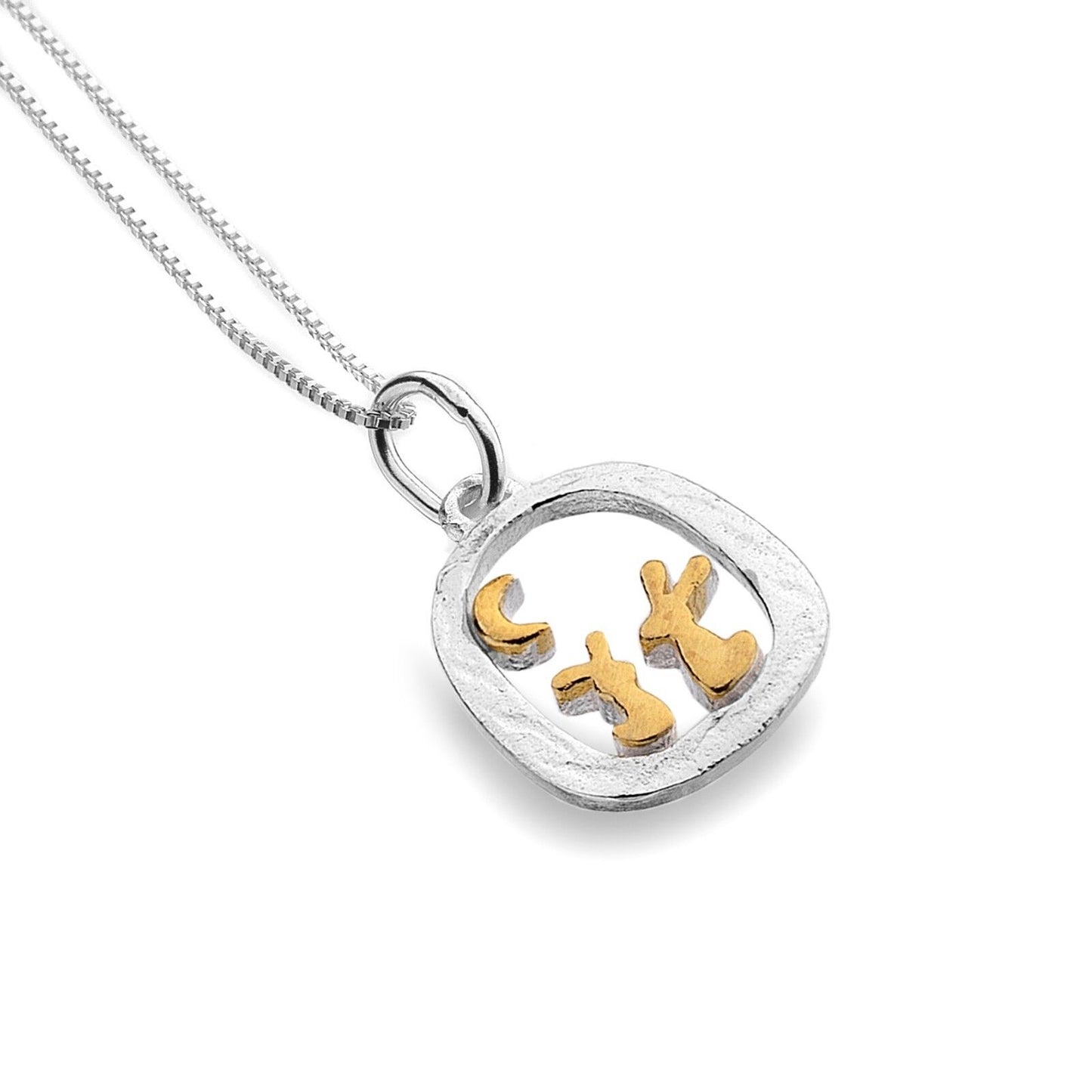 Bunny Rabbit Pendant Sterling Silver Gold Detail 925 Hallmark All Chain Lengths