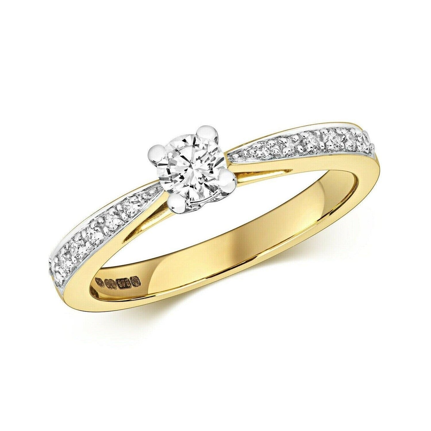 Real Diamond Solitaire Ring 9ct Yellow Gold 0.47 Carat Weight Engagement