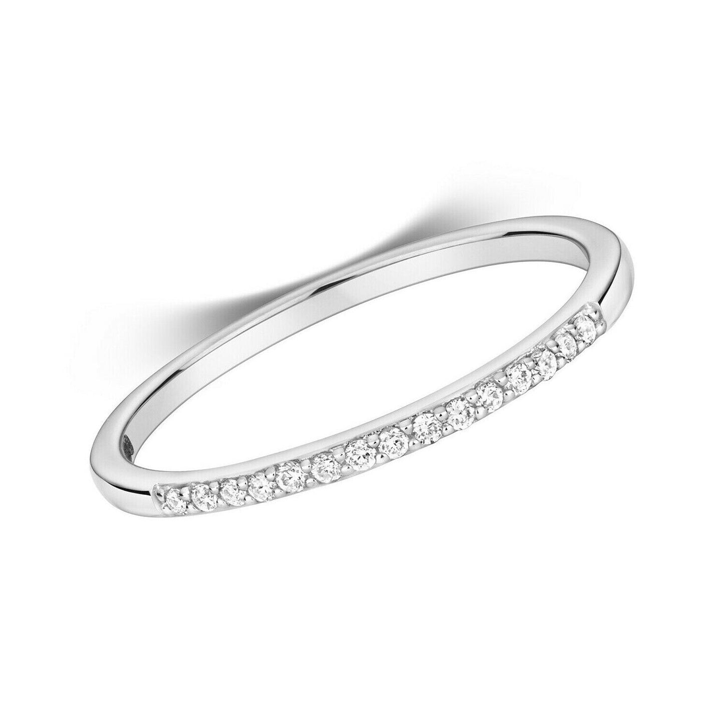 Real Diamond Eternity Ring Solid White Gold Claw Set Anniversary Band Size J-Q