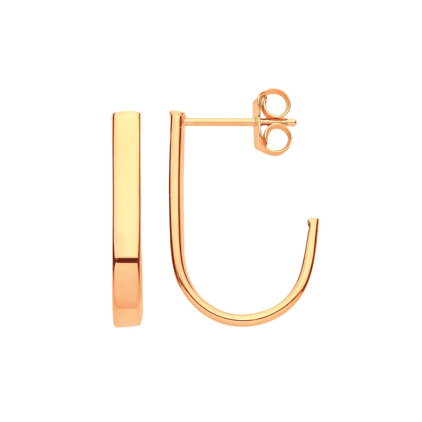 Plain J Hoop Earrings 9ct Yellow Gold Hoops Hallmarked