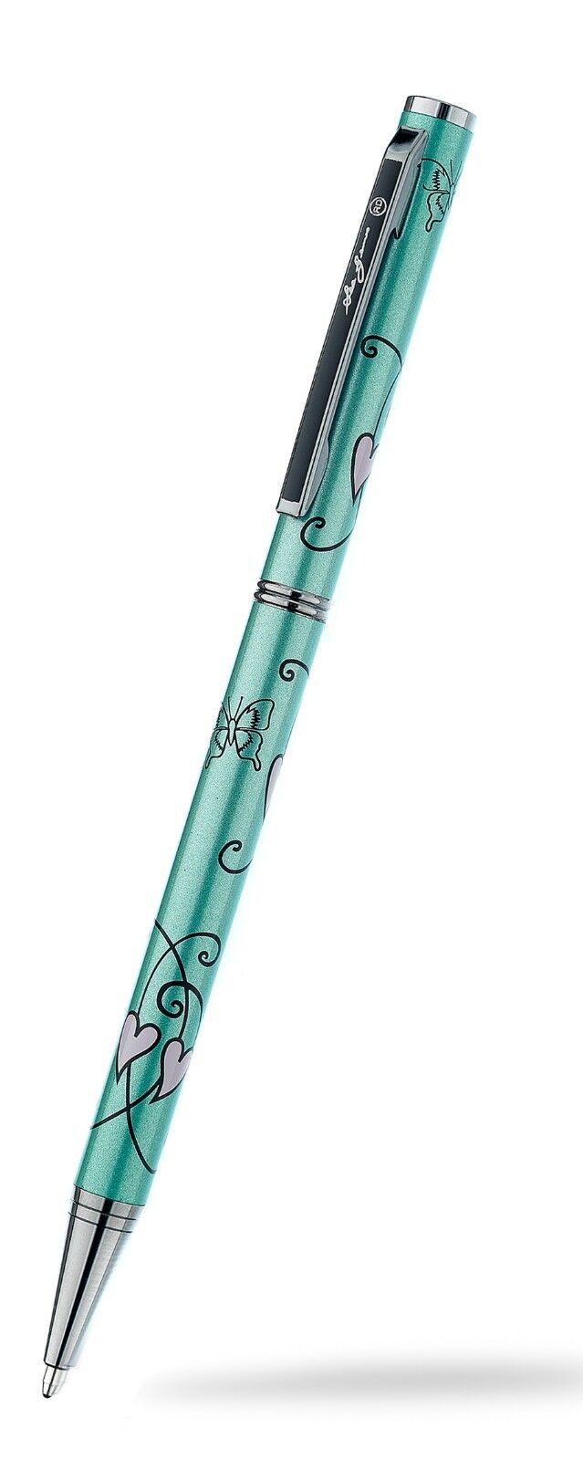 Hearts Butterfly Ballpoint Pen Silver Plated Brand New Boxed Various Colours