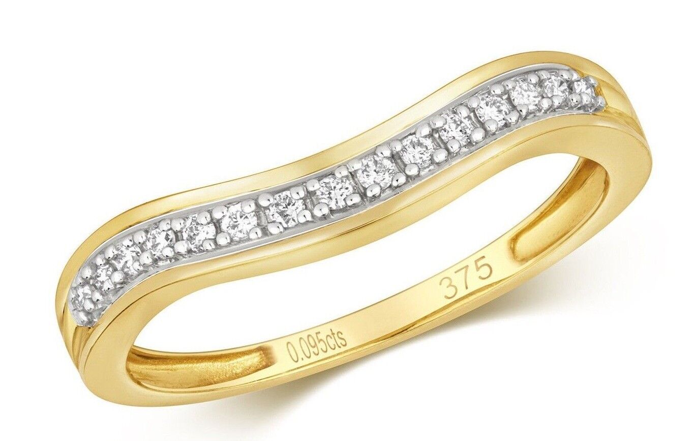 Real Diamond Soft Wishbone Ring Solid Yellow Gold Eternity Anniversary Band