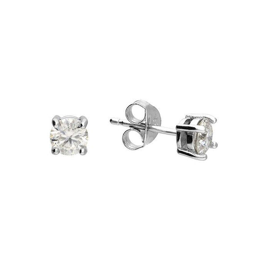Moissanite Solitaire Stud Earrings Sterling Silver 925 Hallmark British Made