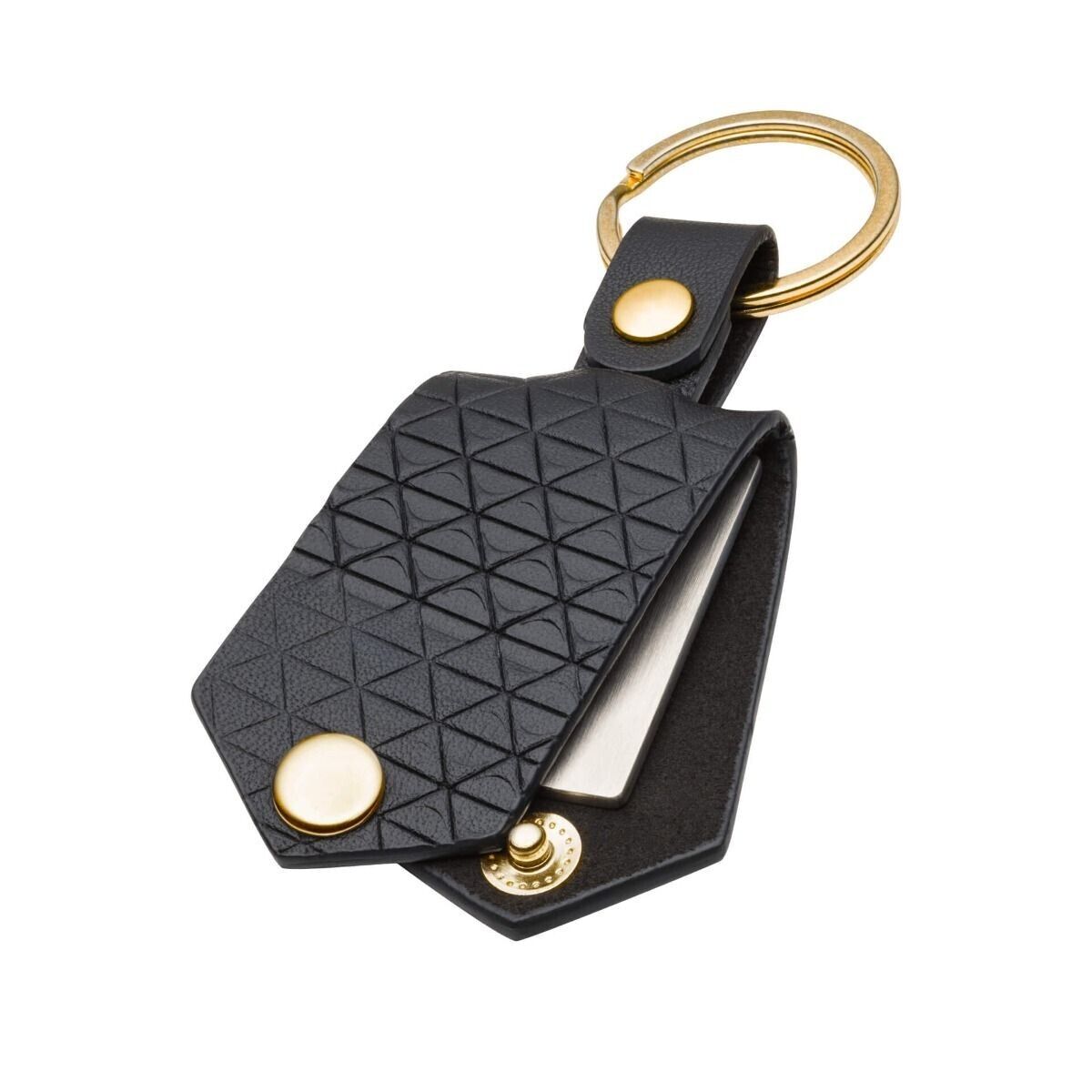 Fred Bennett Patterned Leather Key Chain with Engravable Tag Keyring Y2685