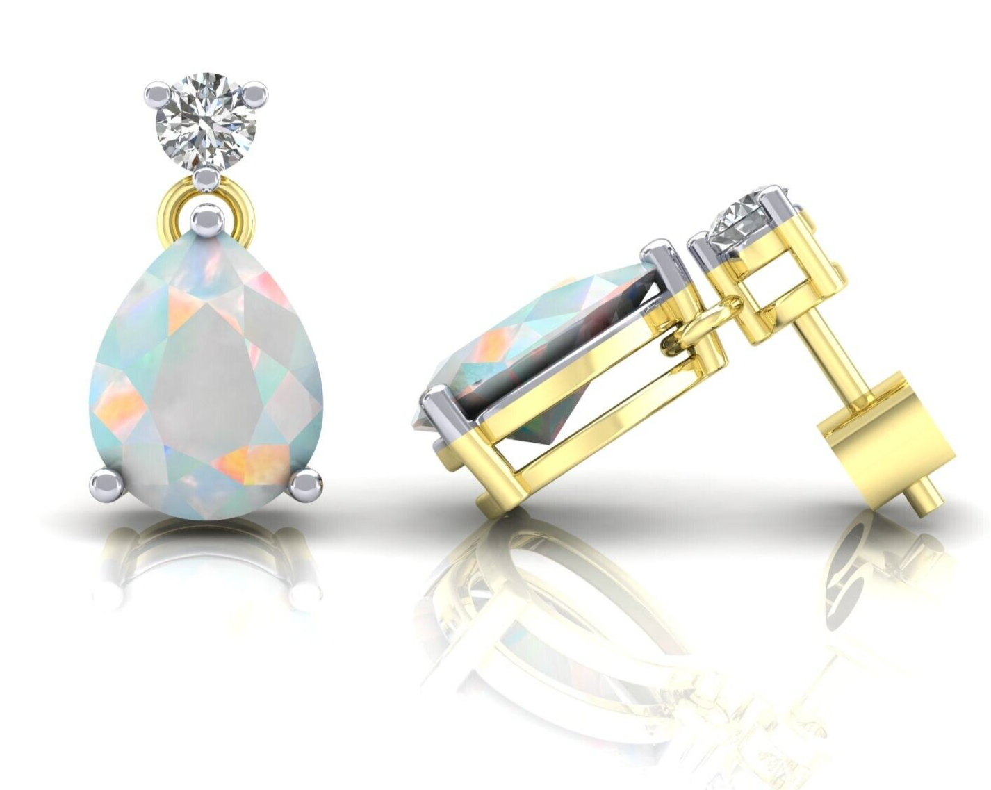 Opal Pear Drop Earrings Solid 9ct Yellow Gold Fully Hallmarked