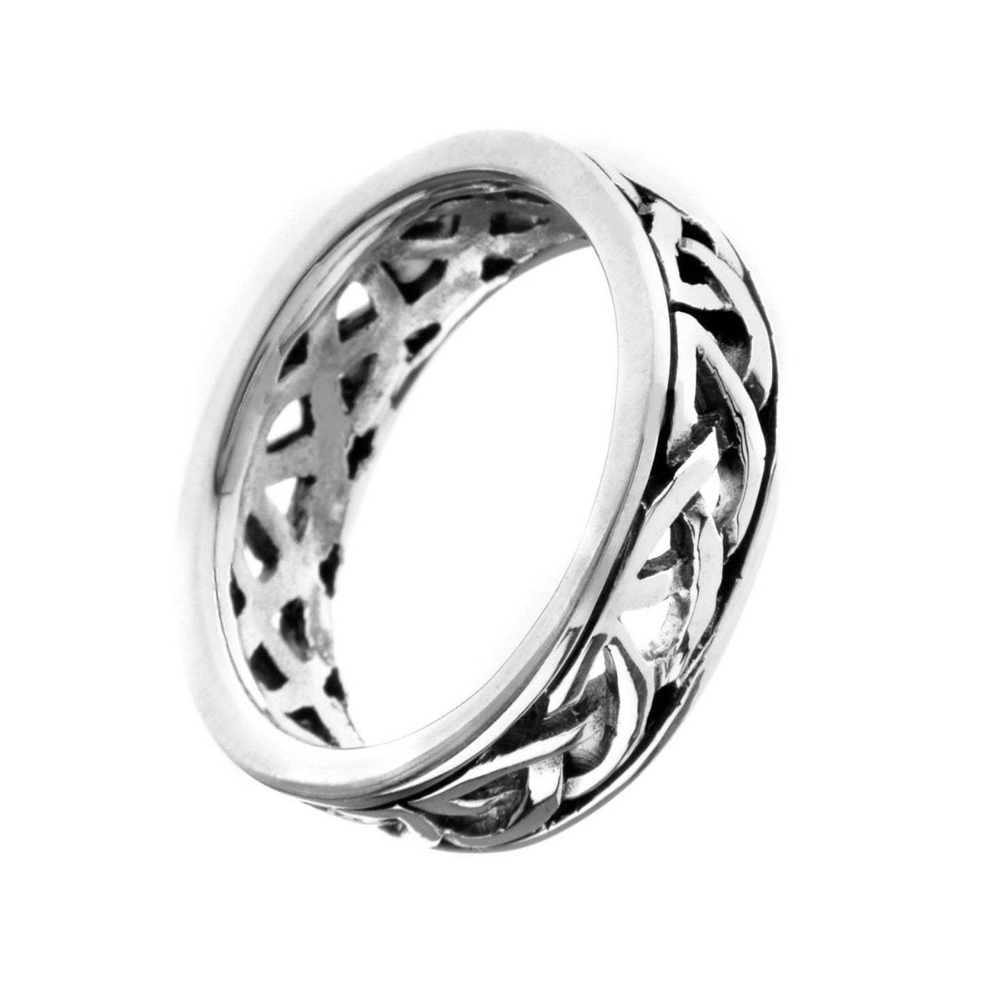 Men's Celtic Loop Band Ring Sterling Silver 925 Hallmark Size S-Z Wedding Bands