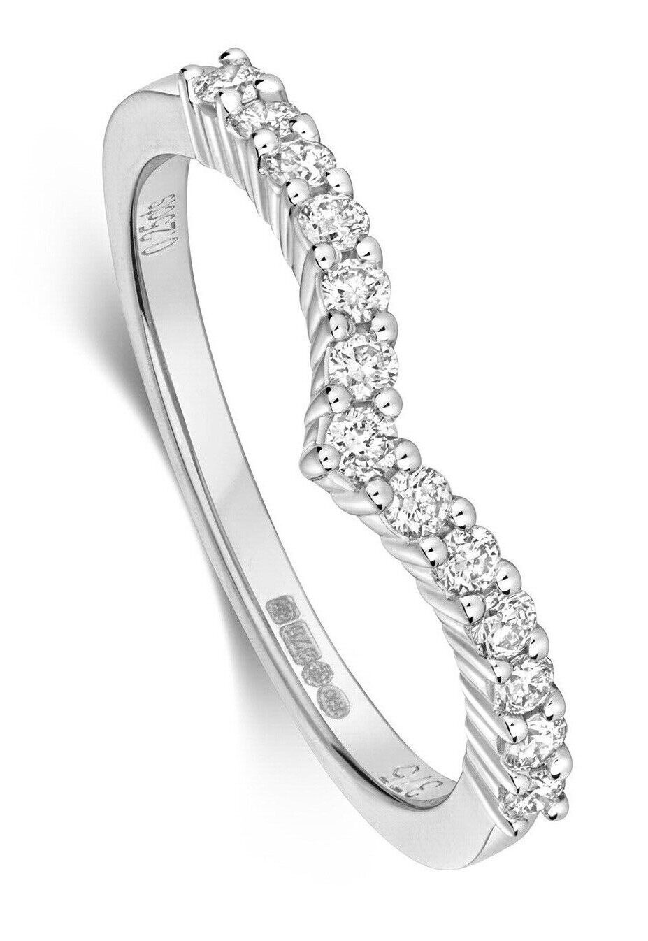 Real Diamond Wishbone Ring Solid White Gold 0.25ctw Claw Set Eternity