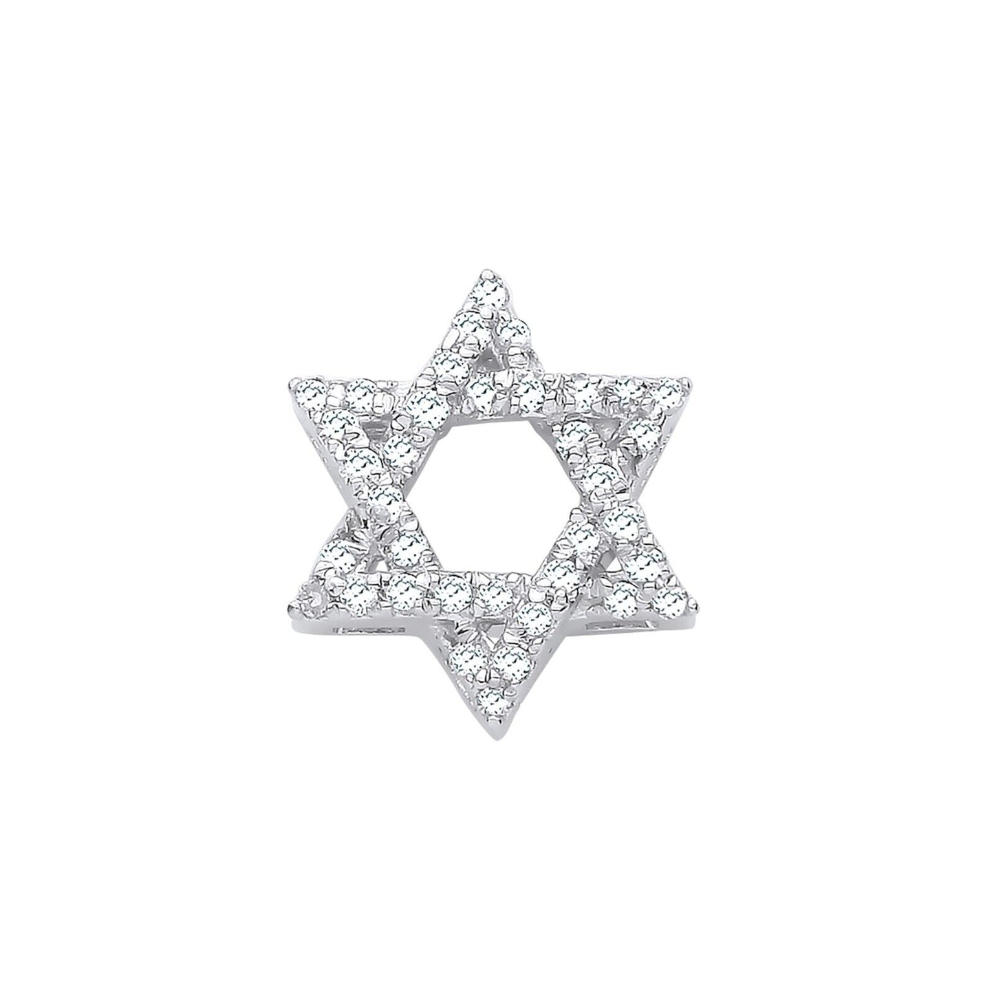 9ct White Gold 0.10ct Diamonds Star of David Pendant Hallmarked