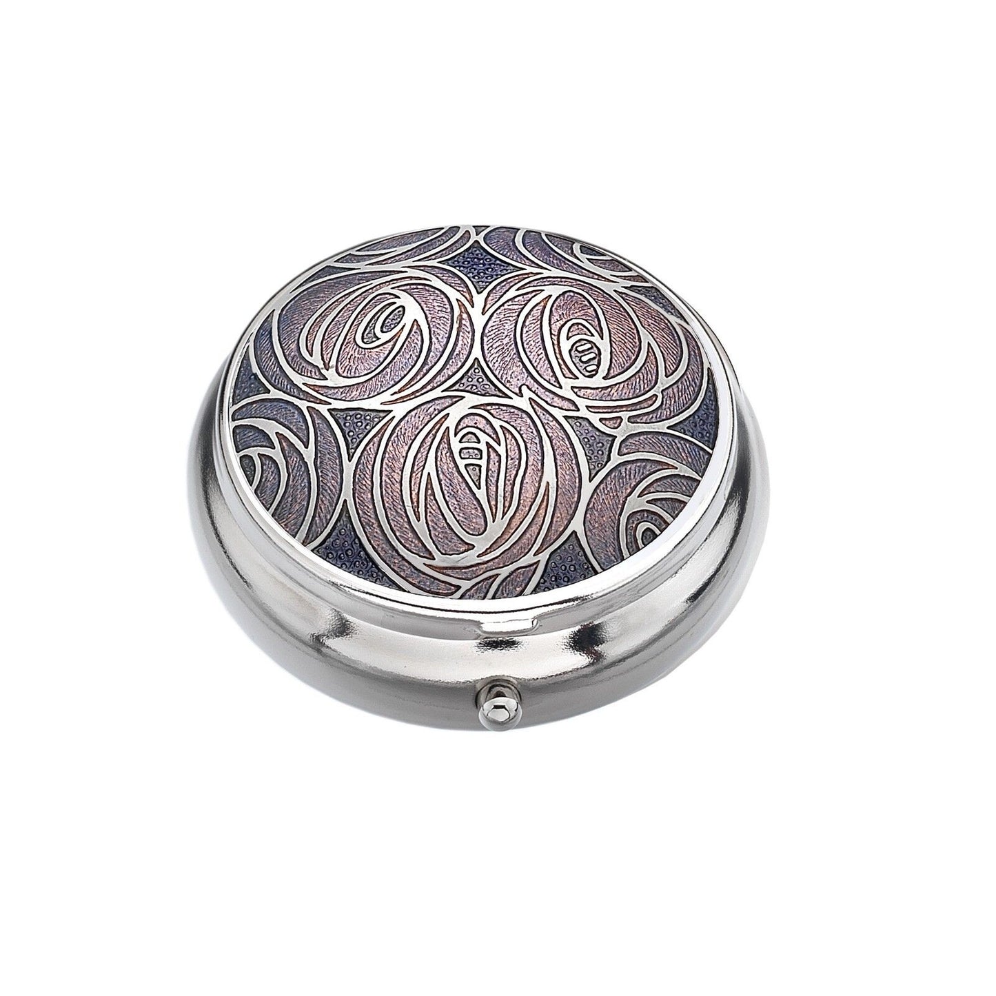 Pill Box Silver Plated Mackintosh Multi Rose Purple Brand New and Boxed