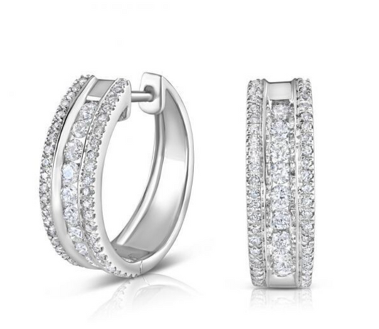 18ct White Gold 0.65ct Diamond Earrings 17.5mm Diameter