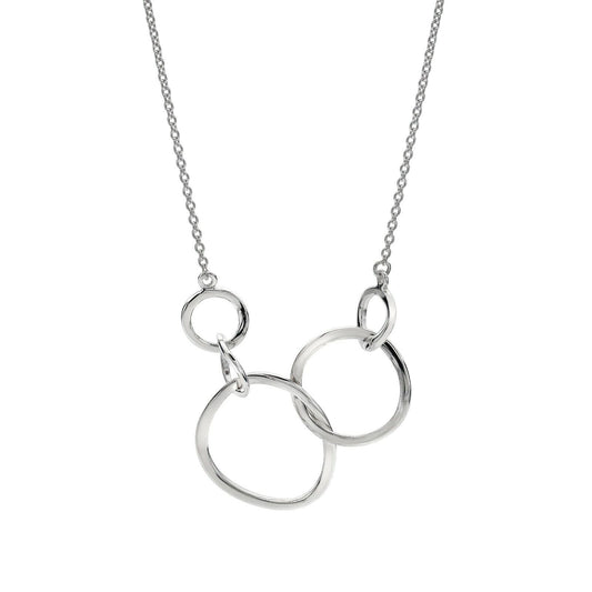 Silver Circle Link Necklace Solid Sterling Silver 16-18" Hallmark Luxury Box