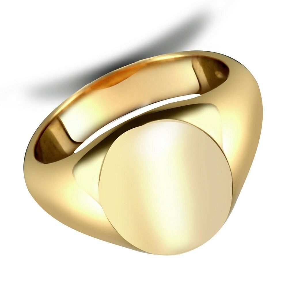 Yellow Gold Oval Signet Ring Very Heavy Weight Gents Hallmarked British Made