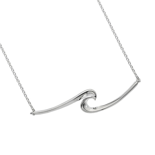 Silver Atlantic Wave Necklace Solid Sterling Silver 16-18" Hallmark Luxury Box