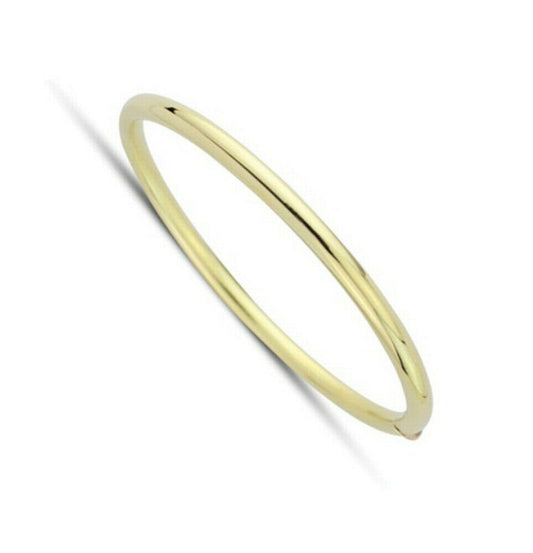 Yellow Gold Oval Bangle Plain Hinged Hallmarked British Made Ladies Bracelet