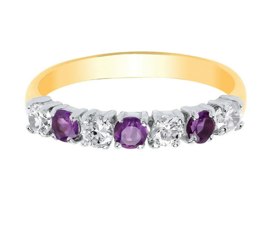 9ct Yellow Gold Amethyst Eternity Ring Band Anniversary Fully Hallmarked