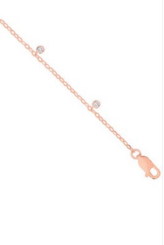 9ct Rose Gold Rub-Over 0.10ctw Diamond Bracelet Made in London