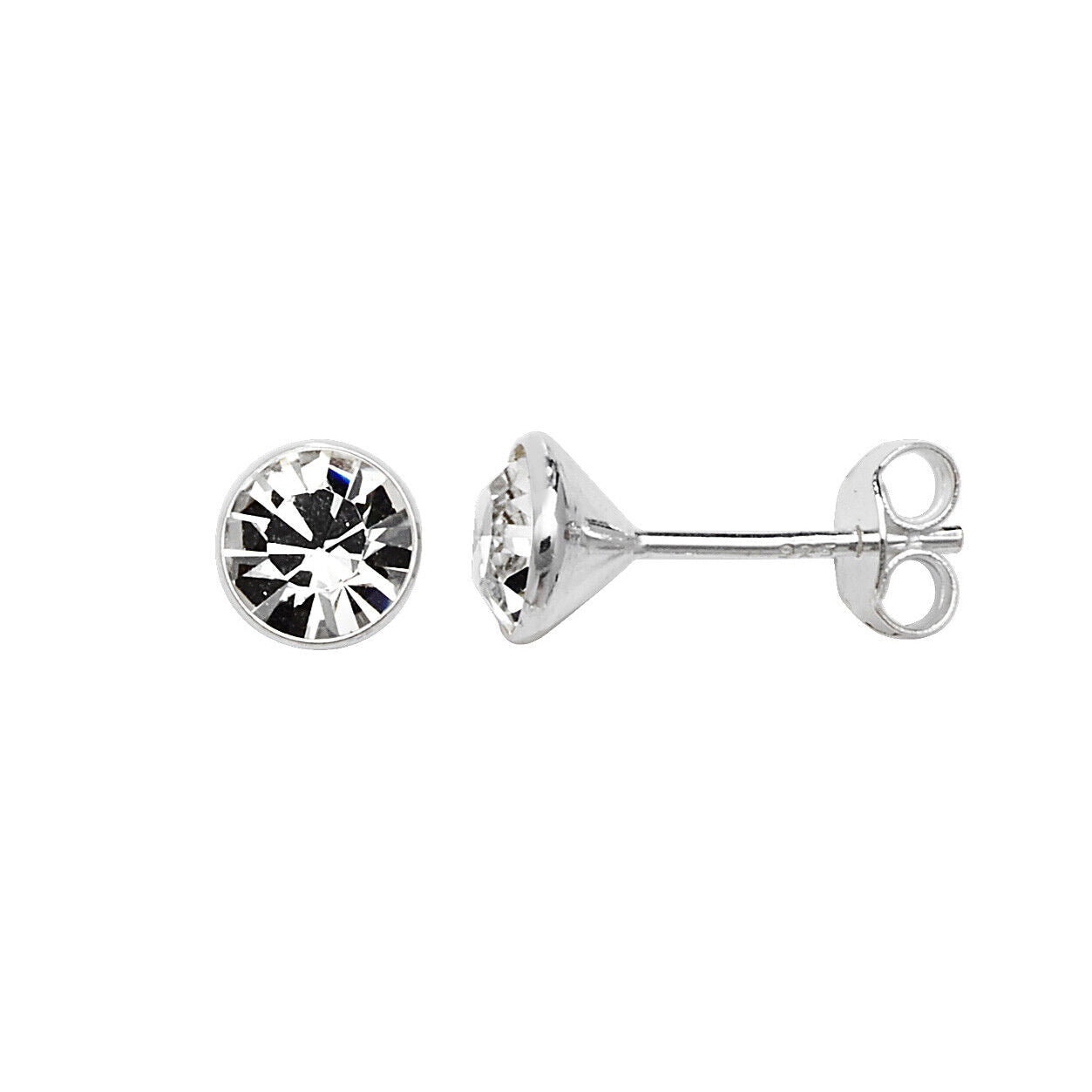Sterling Silver White Topaz Earrings Solitaire Studs 925 Hallmark British Made