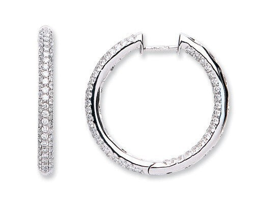 18ct White Gold 1.60ct Diamond Hoop Earrings 25mm Diameter