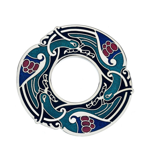 Blue Celtic Birds Brooch Silver Plated Brand New Gift Packaging