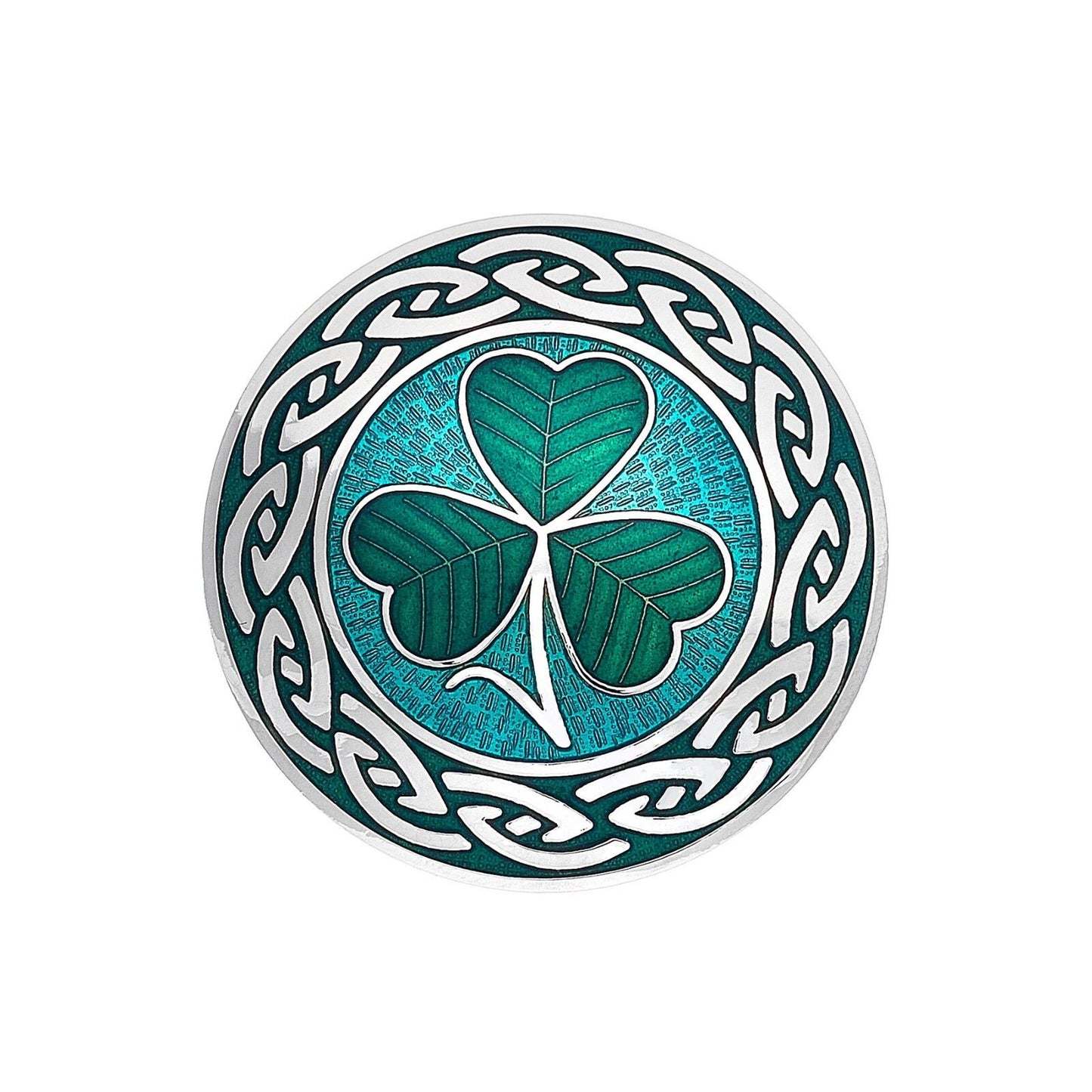 Large Shamrock Brooch Silver Plated Never Ending Knot Brand New Gift Packaging