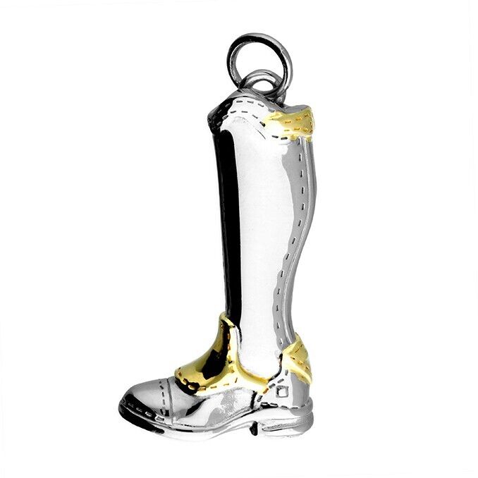 Riding Boot Pendant With 18k Yellow Gold Detail 925 Sterling Silver